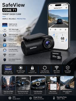 SafeView T1 | Dashcam voor Auto | Full HD 1080P | WiFi | 32GB Micro SD-kaart Inclusief | Botsingsdetectie | Parkeermodus | Nachtzicht — thumbnail 3