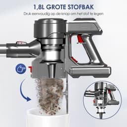 Hiazurm Steelstofzuiger Draadloos - 55000 Pa - LED-display - 55 min Gebruikstijd - 1,8L - 8-in-1 - 4 HEPA-filters - voor tapijt & harde vloeren - Zilver — thumbnail 4