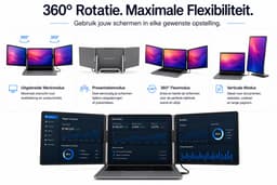Portable Monitor - Draagbare Monitor 2x 16 Inch - 1920x1200P - One Cable Solution - Tri Screen Laptop scherm Uitbreider - Extra scherm Laptop - Plug and Play - Nuvara — thumbnail 4