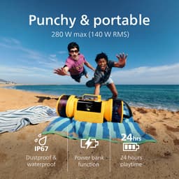 PHILIPS TAMS80Y/00 The Tube - Bluetooth Speaker - 280W - 24 Uur Accuduur - IP67 Waterdicht - Auracast - Bluetooth 6.0 - Powerbank - Geel — thumbnail 3
