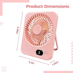 Draagbare bureauventilator USB oplaadbaar - 180° kantelbaar vouwmodel - batterijscherm - 5 snelheden - ultradun stil - Zwart — thumbnail 2