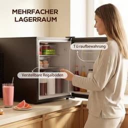 Koelkast 44 liter zwart metaal mini halfgeleider koelkast voor slaapkamer kantoor studentenkamer — thumbnail 2