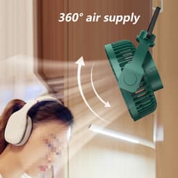 Draagbare campingventilator, oplaadbare ventilator op batterijen met haak, USB-ventilator met ophangkoord — thumbnail 2