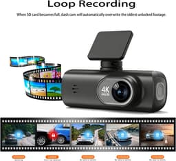 Namajunas – Dashcam voor auto voor en achter – 4K+1080P, WiFi, HDR nachtzicht -24-uurs bewaking– Dashcam voor auto full hd gps– G sensor, 170° groothoek, loop-opname, parkeerstand — thumbnail 4