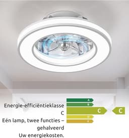 Thuys - Plafondventilator met LED Verlichting - 46 cm - Dimbaar - Afstandsbediening - 6 Snelheden - RGB & 3 Lichtkleuren - Zomer/Winterfunctie - Wit — thumbnail 2