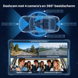 SNJY® Dashcam voor Auto - Auto Camera - Dashcam Voor en Achter en Zijkanten - 1080P - 360° Dashcam - Zwart — thumbnail 2