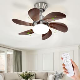 NETTLIFE Plafondventilator Met Verlichting - E27 - chroom - 6 Bladen Ventilator - met Afstandsbediening - 75cm - Timing Plafondlamp - Voor Woonkamer | Slaapkamer | Keuken | Eetkamer-excl. lichtbron — thumbnail 1