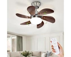 NETTLIFE Plafondventilator Met Verlichting - E27 - chroom - 6 Bladen Ventilator - met Afstandsbediening - 75cm - Timing Plafondlamp - Voor Woonkamer | Slaapkamer | Keuken | Eetkamer-excl. lichtbron