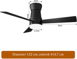 Plafondventilator, 2-in-1 Plafondventilator LED-Verlichting, 3 Instelbare Kleuren, 6 Snelheden, 3 Bladen, Afstandsbediening, Timerfunctie, Geschikt Multifunctioneel Comfort i Huis (Zwart, 52 inch) — thumbnail 1