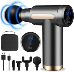 Massagepistool Met LCD-Display 4 Massagekoppen En 6 Snelheidsniveaus - 800 mAh Batterij 25-30 Minuten Gebruiksduur - Geluidsarm Draagbaar - Voor Benen Rug Schouders En Voeten — thumbnail 1