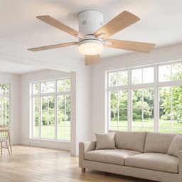 2-in-1 Plafondventilator, LED-Plafondventilator, 3 Instelbare Kleuren, 6 Snelheden, 5 Bladen, Timerfunctie, Geschikt Zowel Winter als Zomer, Ideaal Meer Comfort (Natuurlijke houtkleur, 107 cm) — thumbnail 2