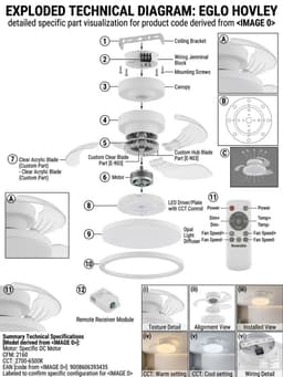 Eglo, Hovley, Wonen Verlichting ventilatoren, plafondventilatoren met licht. — thumbnail 1