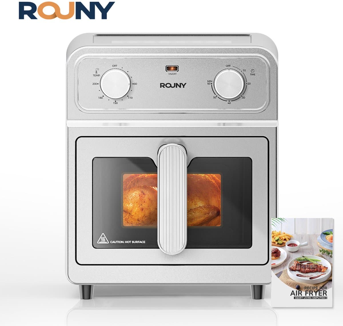 ROUNY Airfryer 4,5 L – Heteluchtfriteuse 1450 W met Kijkvenster – 8 Automatische Programma’s – Waterinjectiefunctie – Kinderslot – 80-200 °C — afbeelding 1