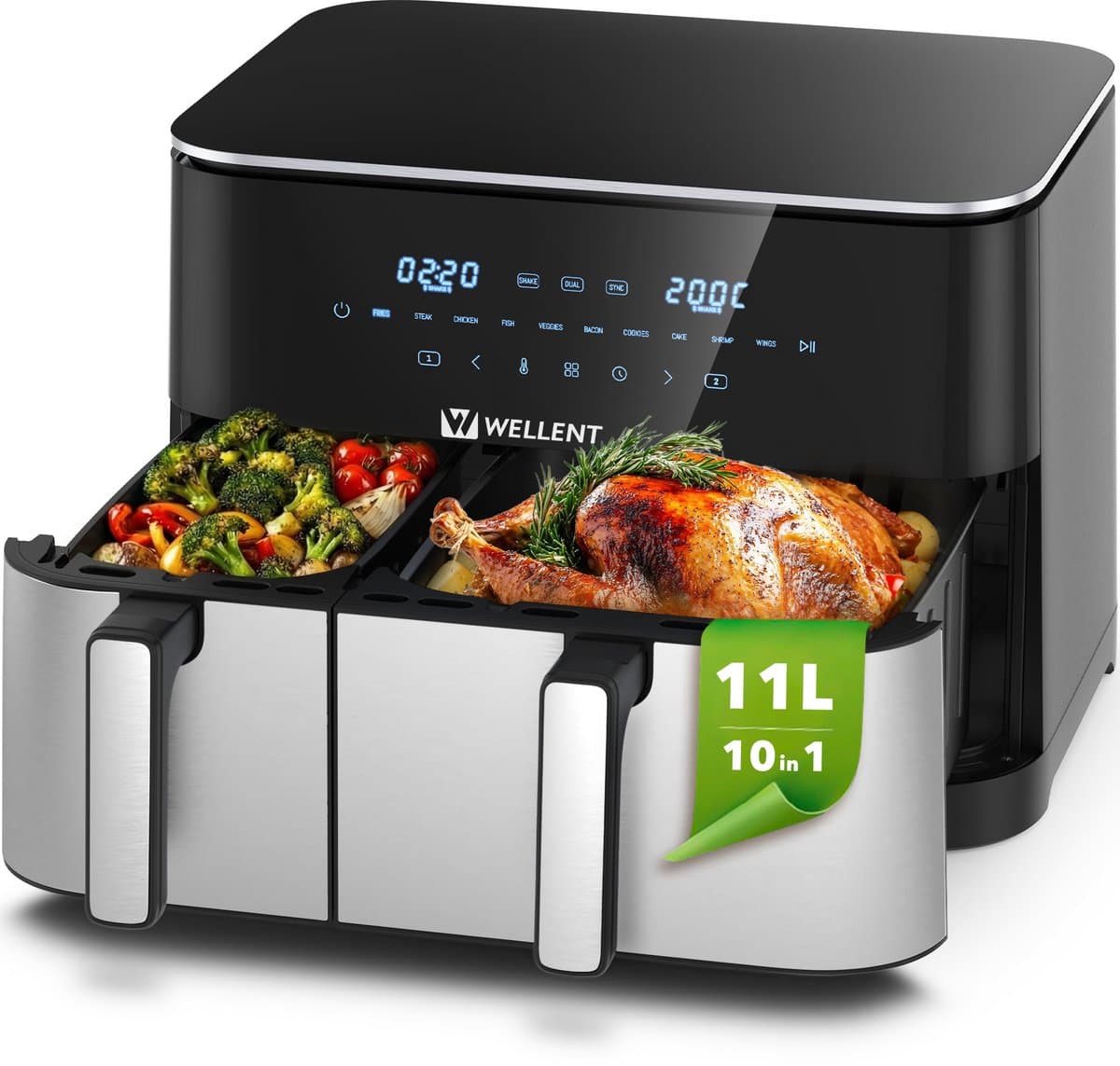 Dubbele Airfryer XXXL - 11 L - Nieuw 2026 Model - 80 tot 200 Graden - 2600 W Vermogen - Dual Zone Technologie — afbeelding 1