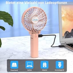 Draagbare Mini-Ventilator - Oplaadbare Handventilator met 3 Snelheden voor Buiten en Reizen — thumbnail 2