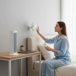 Draagbare Airconditioner - mini airco - luchtkoeler - draagbare airconditioner voor thuis - mini air cooler - mini aircooler met water usb-c - mini aircooler - mobiele airco - Persoonlijke Koeling - Ultra Stil Ontwerp - 32.5 x 7.5 x 7.5CM - Wit — thumbnail 2
