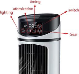Draagbare ventilator met 5 ventilatorsnelheden, een vernevelingsfunctie met waterreservoir en een stil ontwerp, geschikt om te slapen, werken en studeren, en simuleert een natuurlijke wind. — thumbnail 5