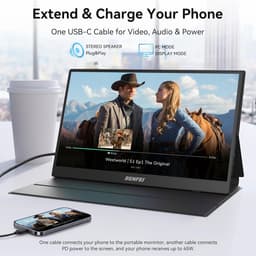 Benfei Portable Monitor 15.6" Full HD - Draagbare Monitor USB-C / HDMI met Luidsprekers — thumbnail 2