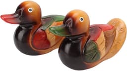 2 stuks Mandarijneendbeelden, houten handbeschilderde figuren, tuinvogelornament, kunstsculptuur voor buiten, verzamelobjecten — thumbnail 1