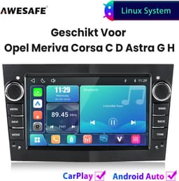 Awesafe Autoradio - Geschikt Voor Opel Meriva Corsa C D Astra G H - Draadloos Carplay Android Auto - Linux systeem - 7 Inch Touchscreem - FM Radio Bluetooth EQ SWC Wifi Airplay — thumbnail 1