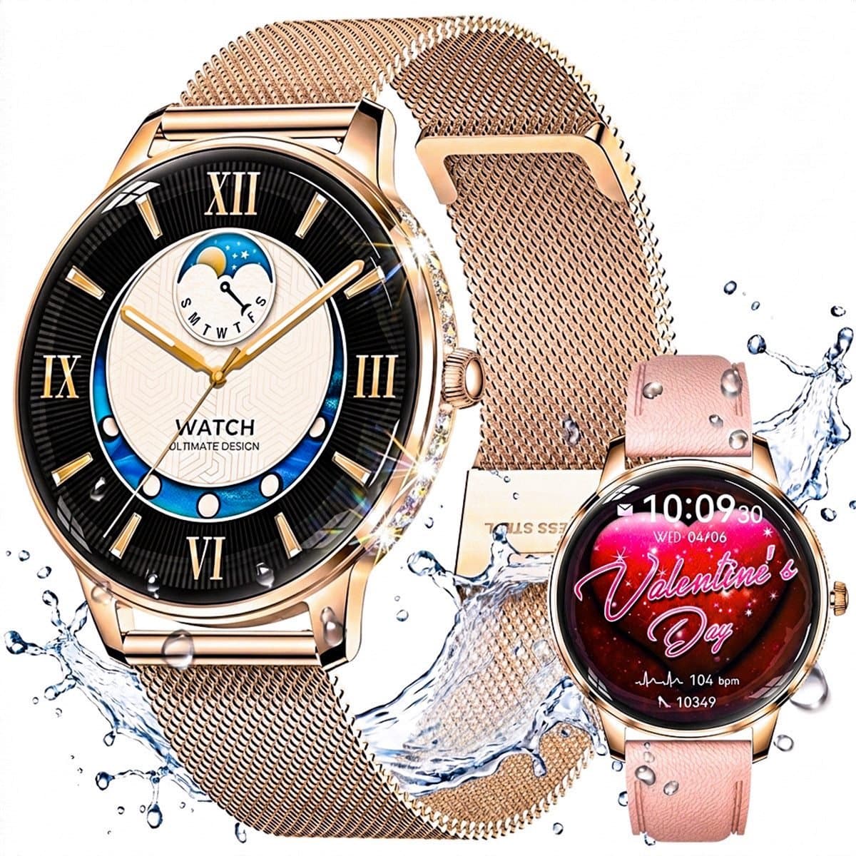 VASHOY HK38 - Smartwatch Dames - Horloge Dames - Full Screen - Bluetooth Spraakassistent – Hartslag, Bloeddruk, Stress, Slaap, Stappenteller - IP68 -Geschikt voor iOS/Android — afbeelding 1