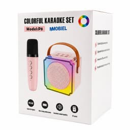 Karaoke Set voor Kinderen met Bluetooth Speaker van MMOBIEL – Met 2 Draadloze Microfoons, LED-verlichting, Geluidseffecten – Feest, Cadeau voor Meisje, Jongen, Kinderen 3+ jaar – Roze — thumbnail 2