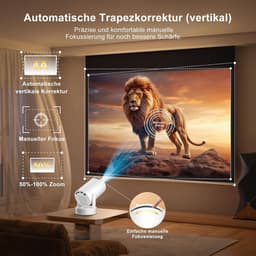 videoprojector 2026, mini-projector, ondersteunt 4K met wifi 6 en Bluetooth 5.4, Android 14, 180 graden draaibaar, 12000 lumen, geïntegreerde 5 W hifi-luidspreker, thuisbioscoop, wit — thumbnail 4