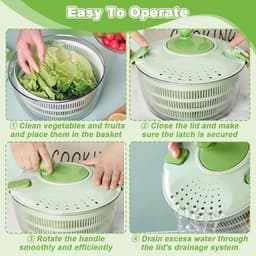 Saladecentrifuge 4 Liter - Grote Saladeschaal - Ergonomische draaiknop - Ideaal voor het drogen van groenten - ShopVlot — thumbnail 4