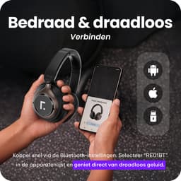 Over Ear Koptelefoon Draadloos - Draadloze Headset met Microfoon - Bluetooth 6.0 - 60 Uur Batterij - Inklapbaar - Active noice cancelling (ANC) Kristalheldere Gesprekken - Bluetooth Headset - hoofdtelefoon - Zwart — thumbnail 5