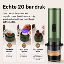Torngat NomadBrew Pro Draagbare Koffiemachine – 3-in-1 Zelfverwarmende Espressomachine 20 Bar – Koffiezetapparaat voor Onderweg, Auto, Camping & Camper – NS/DG-Capsules & Gemalen Koffie – 7800mAh – Warme Koffie Zonder Waterkoker – Groen – Reiskoffie — thumbnail 4