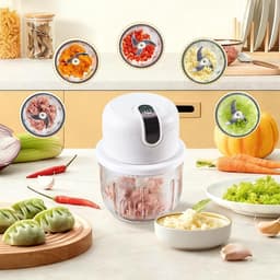Mini Hakmolen - Elektrische Keuken - Ingrediënten Snijden - Draadloos Opladen - 350 ml - Wit — thumbnail 2