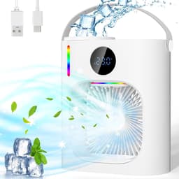 Mini Aircooler 4-in-1 – Draagbare Luchtkoeler met Verneveling, Ventilator, Luchtbevochtiger en Nachtlamp – 900 ml — thumbnail 1