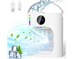 Mini Aircooler 4-in-1 – Draagbare Luchtkoeler met Verneveling, Ventilator, Luchtbevochtiger en Nachtlamp – 900 ml