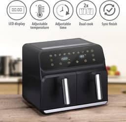 Dubbele Heteluchtfriteuse - Airfryer Duo - Gezond Koken - Sync Finish Functie - 8 Liter - Zwart — thumbnail 4