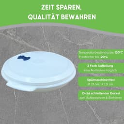 Magnetronbord met deksel - Maaltijd bord - Zacht verwarmen - Drie vakken - Ø 21 cm - Grijs — thumbnail 3