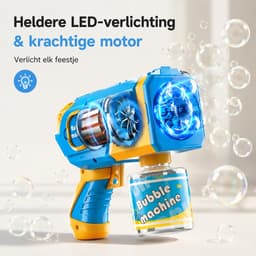 BOTC Bellenblaas pistool - Bellenblazer met vloeistof - Bubble gun - Inclusief 1*90ml Bellenblaas navulling - Voor kinderen - Speelgoed - Blauw — thumbnail 2