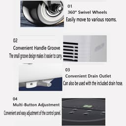 Mobiele airco - Draagbare airconditioner - 7000 BTU - koelt tot 28 vierkante meter - slimme airco met afstandsbediening - 3-in-1 koel- ontvochtigings- en ventilatorfunctie - 24-uurs timer en 120° zwenkfunctie — thumbnail 5