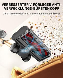 FOSMET Stofzuiger - Draadloze Stofzuiger - Steelstofzuiger - 750 watt - Hepa filtratie - Sterke Zuigkracht - 13 opzetstukken - Lange Accuduur Tot 80 Min - Zonder Zak Op Accu - Dierenhaar - Alle Vloertypen - Lang Snoer - Blauw‑ Goud — thumbnail 3