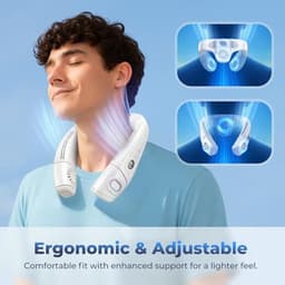 Nekventilator met Halfgeleider Koeling 4400mAh – Draagbare Nek Airconditioner met Groot Koelvlak, LED Display, 3 Windsnelheden & 3 Koelstanden, USB-C Oplaadbaar – Wit — thumbnail 2