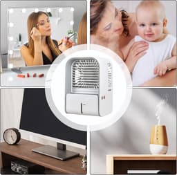Draagbare airco – Creatieve bureauventilator – Oplaadbare luchtbevochtiger – Mini-koeler (Groen) [Energieklasse A] — thumbnail 5
