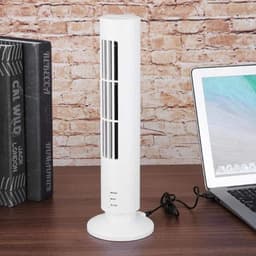 Bladloze Torenventilator - Draagbare USB Desktop Ventilator - 2 Snelheden - Oscillerende Luchtkoeler - Mini Ventilator voor Thuis en Kantoor - Wit — thumbnail 1