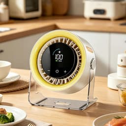 Breedhoek verstelbare bureauventilator - 14,7 × 7,3 × 16,2 cm - Oplaadbaar - 100 snelheidsstanden – Geschikt voor studenten, studeerkamers, slaapkamers, huizen, dutjes, desktopcomputers, enz. - Geel — thumbnail 4