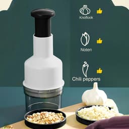 Groente Hakker - Keukenmachine - Snel Ingrediënten Verwerken - Innovatieve Bladopstelling - 7.5x22.5 cm - Zwart Wit — thumbnail 2
