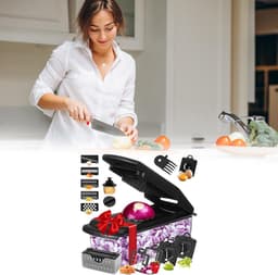 Keuken Snijmachine - Groentehakker Dicer - Maaltijden Voorbereiden - 18-in-1 Functies - 33.4 x 12.7 x 12.3 cm - Zwart — thumbnail 5