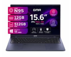 Office Laptop 15.6 Inch Full HD - Intel N95 - 12GB DDR5 RAM - 512GB SSD - Windows 11 Pro - GMR Notebook voor Studie, School, Office, Internet, E-mail en Thuiswerken - Zakelijke Laptop - Studenten Laptop - Werk Laptop