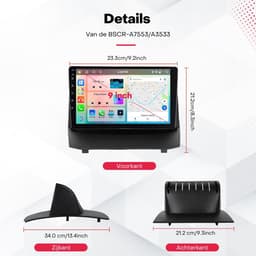 Boscer 2 Din Autoradio - Geschikt voor Ford Fiesta (2009-2014) - Draadloos Apple CarPlay & Android Auto - 9 Inch HD Touchscreen - Android 15 - 6+128GB - GPS Navigatie - WiFi, Bluetooth & USB - Achteruitrijcamera & Microfoon — thumbnail 4