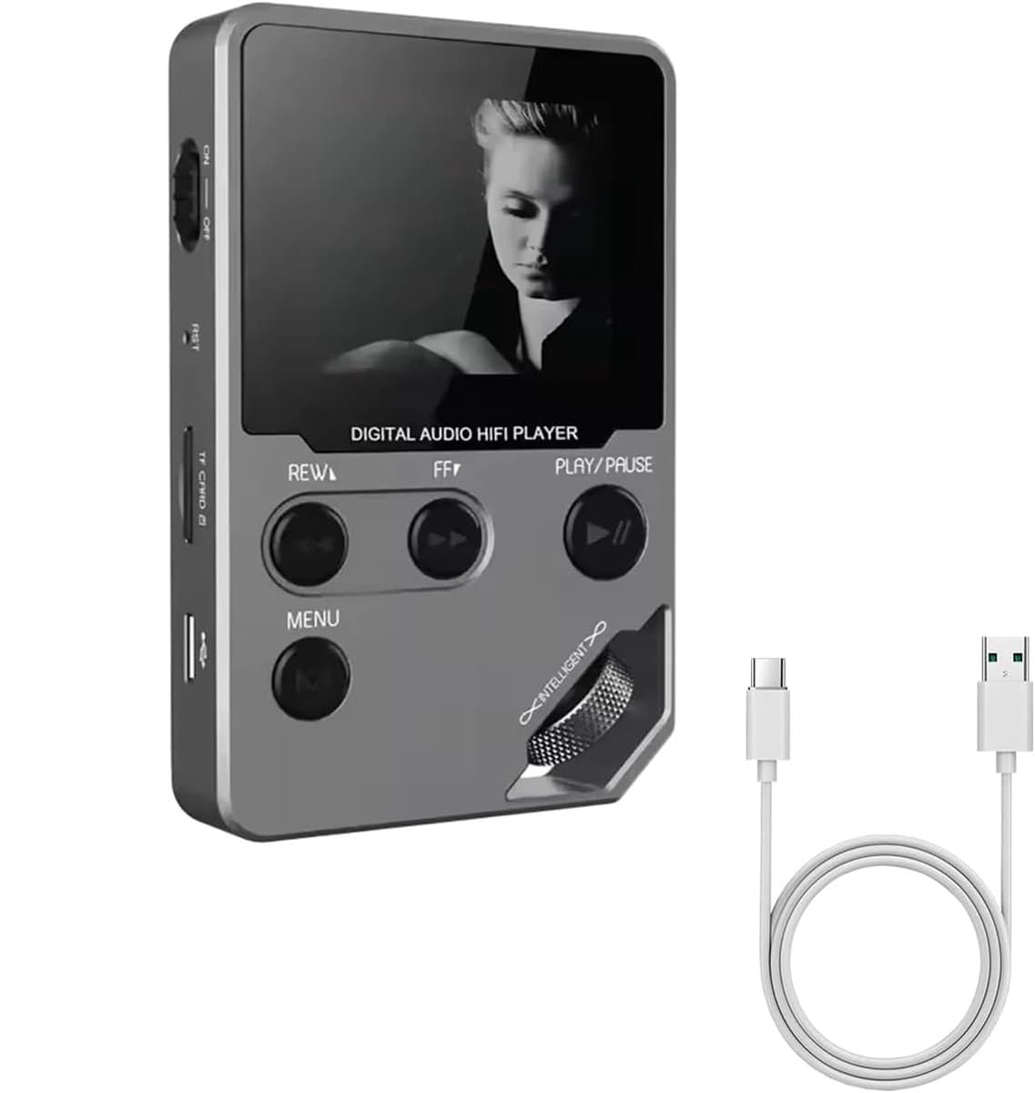 KZQ MP3-speler HiFi muziekspeler Bluetooth 5.0 lossless audio digitaal met scherm 16GB intern USB-C draagbaar high resolution geluid grijs — afbeelding 1