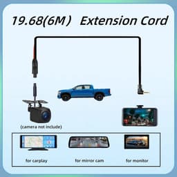 SnelShoppen - 2.5mm naar 4Pin Dashcam Kabel 6m, Achteruitrijcamera & Dashcam Verlengkabel, Auto Camera, Carplay Scherm, Achteruitkijkspiegel, Verlengd — thumbnail 2
