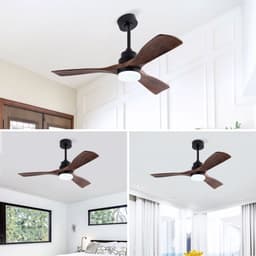 FloraGrace Plafondventilator Met Verlichting En Afstandsbediening 42 Inch 3 Bladen ABS Zwart Walnoot Voor Woonkamer Slaapkamer — thumbnail 3