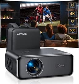 Wimius - Beamer - Projector Beamer - Projector 4k - 1080P - Automatische focus - met WiFi 6 en Bluetooth 5.2 - 600ANSI - Buiten- en thuisprojector - Zwart — thumbnail 1